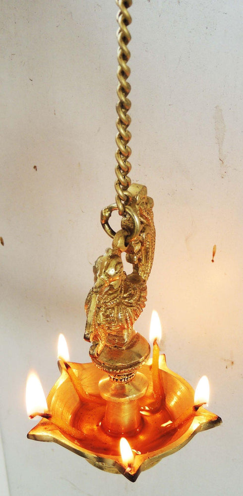 Brass Murga Deepak With Chain Statue 0.41Kg